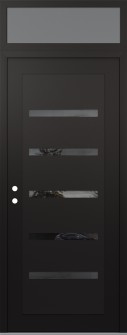 Diamond C7 36" x 96" black/black mirrored Glass Panel black RHI with Transom frosted Glass