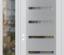 Modern Steel Front Door Diamond C7 50" x 96" white/white clear Glass Panel stainless steel RHI with Sidelite and Transom clear Glass