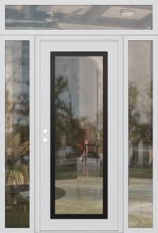 Diamond C1 60" x 96" white/white clear Glass Panel black RHI with 2 Sidelites and Transom clear Glass