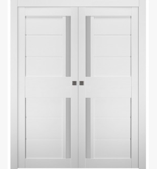Esta Vetro Bianco Noble Double pocket doors