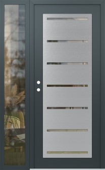 Diamond C11 48" x 80" anthracite/anthracite clear Glass Panel stainless steel RHI with Sidelite clear Glass