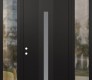 Modern Steel Front Door DIAMOND A2 68" X 96" BLACK/WHITE FROSTED GLASS PANEL BLACK RHI WITH 2 SIDELITES AND TRANSOM CLEAR GLASS