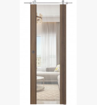 Avon 202 Clear Vetro Pecan Nutwood Barn doors