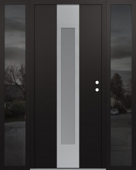 DIAMOND A1 60" X 80" BLACK/WHITE FROSTED GLASS PANEL STAINLESS STEEL LHI WITH 2 SIDELITES MIRRORED GLASS