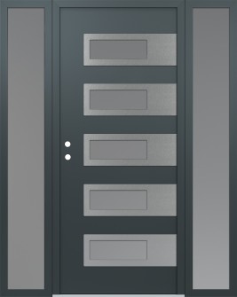 Diamond D3 60" x 80" anthracite/anthracite frosted Glass Panel stainless steel RHI with 2 Sidelites frosted Glass