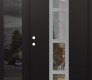 Modern Steel Front Door DIAMOND A10 50" X 80" BLACK/BLACK CLEAR GLASS PANEL STAINLESS STEEL RHI WITH SIDELITE MIRRORED GLASS