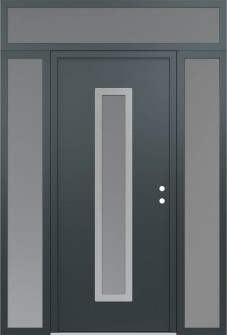 DIAMOND A11 60" X 96" ANTHRACITE/ANTHRACITE FROSTED GLASS PANEL STAINLESS STEEL LHI WITH 2 SIDELITES AND TRANSOM FROSTED GLASS