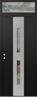 DIAMOND A6 36" X 96" BLACK/BLACK CLEAR GLASS PANEL STAINLESS STEEL RHI WITH TRANSOM CLEAR GLASS