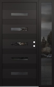 Diamond D9 50" x 80" black/black mirrored Glass Panel black LHI with Sidelite mirrored Glass