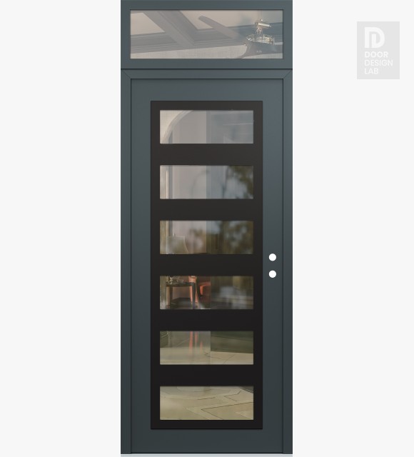 Modern Steel Front Door Diamond C9 36" x 96" anthracite/anthracite clear Glass Panel black LHI with Transom clear Glass