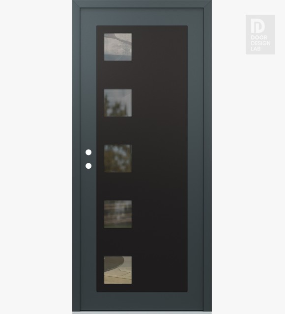 Modern Steel Front Door Diamond C5 36" x 80" anthracite/anthracite clear Glass Panel black RHI