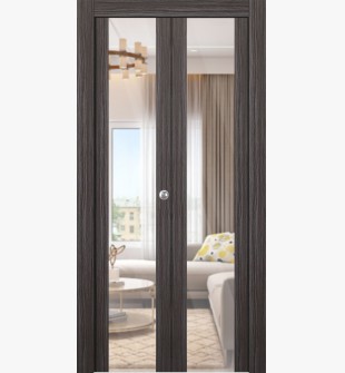 Palladio 202 Clear Vetro Gray Oak Bi-folding doors