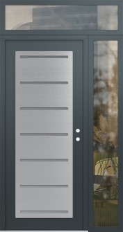 Diamond C11 52" x 96" anthracite/anthracite frosted Glass Panel stainless steel LHI with Sidelite and Transom clear Glass