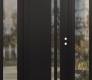 Modern Steel Front Door Diamond C6 64" x 80" black/black clear Glass Panel black LHI with 2 Sidelites clear Glass