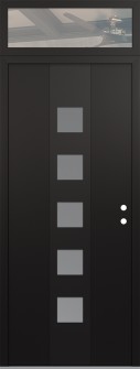 DIAMOND A13 36" X 96" BLACK/WHITE FROSTED GLASS PANEL BLACK LHI WITH TRANSOM CLEAR GLASS