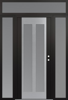 Diamond C14 64" x 96" black/white frosted Glass Panel stainless steel LHI with 2 Sidelites and Transom frosted Glass