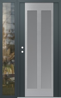 Diamond C14 52" x 80" anthracite/anthracite frosted Glass Panel stainless steel RHI with Sidelite clear Glass