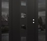 Modern Steel Front Door DIAMOND A12 64" X 80" BLACK/BLACK MIRRORED GLASS PANEL BLACK LHI WITH 2 SIDELITES MIRRORED GLASS