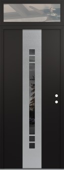 DIAMOND A4 36" X 96" BLACK/BLACK MIRRORED GLASS PANEL STAINLESS STEEL LHI WITH TRANSOM CLEAR GLASS
