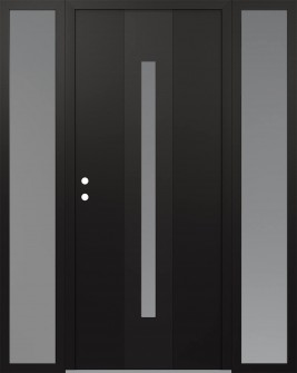 DIAMOND A2 68" X 80" BLACK/WHITE FROSTED GLASS PANEL BLACK RHI WITH 2 SIDELITES FROSTED GLASS