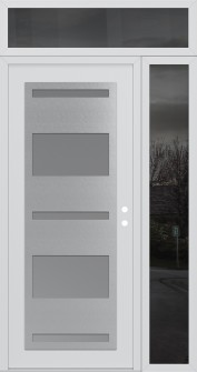 Diamond C10 48" x 96" white/white frosted Glass Panel stainless steel LHI with Sidelite and Transom mirrored Glass