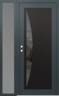 Diamond C13 48" x 80" anthracite/anthracite mirrored Glass Panel black RHI with Sidelite frosted Glass