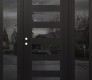 Modern Steel Front Door Diamond C9 60" x 80" black/black mirrored Glass Panel black RHI with 2 Sidelites mirrored Glass