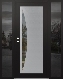 Diamond C13 60" x 80" black/black clear Glass Panel stainless steel RHI with 2 Sidelites mirrored Glass