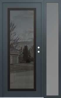 Diamond C1 48" x 80" anthracite/anthracite mirrored Glass Panel black LHI with Sidelite frosted Glass