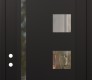 Modern Steel Front Door Diamond C3 36" x 96" black/black clear Glass Panel black RHI with Transom clear Glass