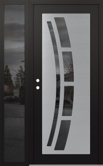 Diamond C12 50" x 80" black/black mirrored Glass Panel stainless steel RHI with Sidelite mirrored Glass