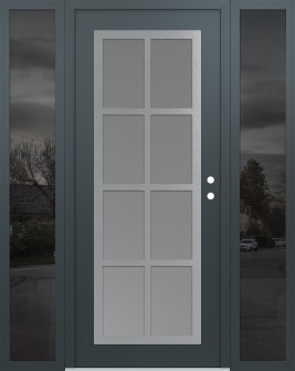 Diamond C16 68" x 80" anthracite/anthracite frosted Glass Panel stainless steel LHI with 2 Sidelites mirrored Glass
