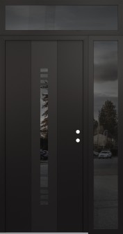 DIAMOND A5 52" X 96" BLACK/BLACK MIRRORED GLASS PANEL BLACK LHI WITH SIDELITE AND TRANSOM MIRRORED GLASS