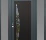 Modern Steel Front Door Diamond C13 64" x 96" anthracite/anthracite clear Glass Panel black RHI with 2 Sidelites and Transom frosted Glass