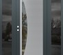 Modern Steel Front Door Diamond C13 60" x 80" anthracite/anthracite clear Glass Panel stainless steel RHI with 2 Sidelites mirrored Glass