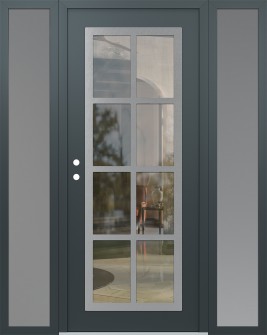 Diamond C16 60" x 80" anthracite/anthracite clear Glass Panel stainless steel RHI with 2 Sidelites frosted Glass