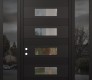 Modern Steel Front Door Diamond D5 64" x 96" black/black clear Glass Panel black RHI with 2 Sidelites and Transom mirrored Glass