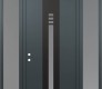 Modern Steel Front Door DIAMOND A5 60" X 96" ANTHRACITE/ANTHRACITE FROSTED GLASS PANEL BLACK RHI WITH 2 SIDELITES AND TRANSOM FROSTED GLASS