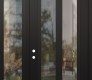 Modern Steel Front Door Diamond C14 50" x 96" black/black clear Glass Panel black RHI with Sidelite and Transom clear Glass
