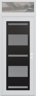 Diamond C10 36" x 96" white/white frosted Glass Panel black LHI with Transom clear Glass