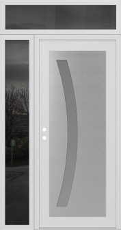 Diamond C4 52" x 96" white/white frosted Glass Panel stainless steel RHI with Sidelite and Transom mirrored Glass