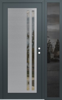 Diamond C6 50" x 80" anthracite/anthracite clear Glass Panel stainless steel LHI with Sidelite mirrored Glass
