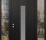 Modern Steel Front Door DIAMOND A1 60" X 96" BLACK/WHITE FROSTED GLASS PANEL BLACK RHI WITH 2 SIDELITES AND TRANSOM CLEAR GLASS