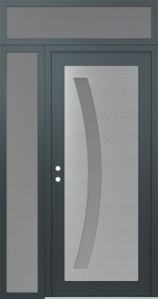 Diamond C4 52" x 96" anthracite/anthracite frosted Glass Panel stainless steel RHI with Sidelite and Transom frosted Glass