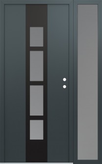 DIAMOND A10 48" X 80" ANTHRACITE/ANTHRACITE FROSTED GLASS PANEL BLACK LHI WITH SIDELITE FROSTED GLASS