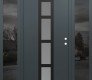 Modern Steel Front Door DIAMOND A10 64" X 80" ANTHRACITE/ANTHRACITE FROSTED GLASS PANEL BLACK LHI WITH 2 SIDELITES MIRRORED GLASS