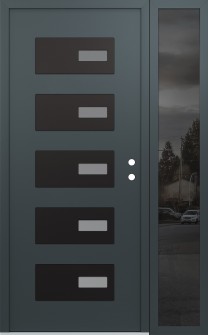 Diamond D7 48" x 80" anthracite/anthracite frosted Glass Panel black LHI with Sidelite mirrored Glass