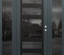 Modern Steel Front Door Diamond C9 64" x 80" anthracite/anthracite mirrored Glass Panel black LHI with 2 Sidelites mirrored Glass