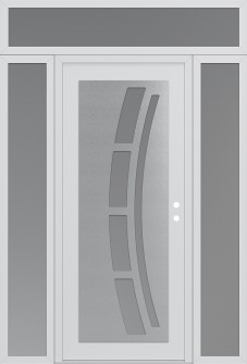 Diamond C12 64" x 96" white/white frosted Glass Panel stainless steel LHI with 2 Sidelites and Transom frosted Glass