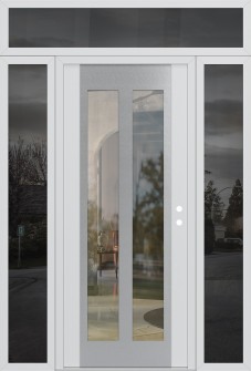 Diamond C14 64" x 96" white/white clear Glass Panel stainless steel LHI with 2 Sidelites and Transom mirrored Glass